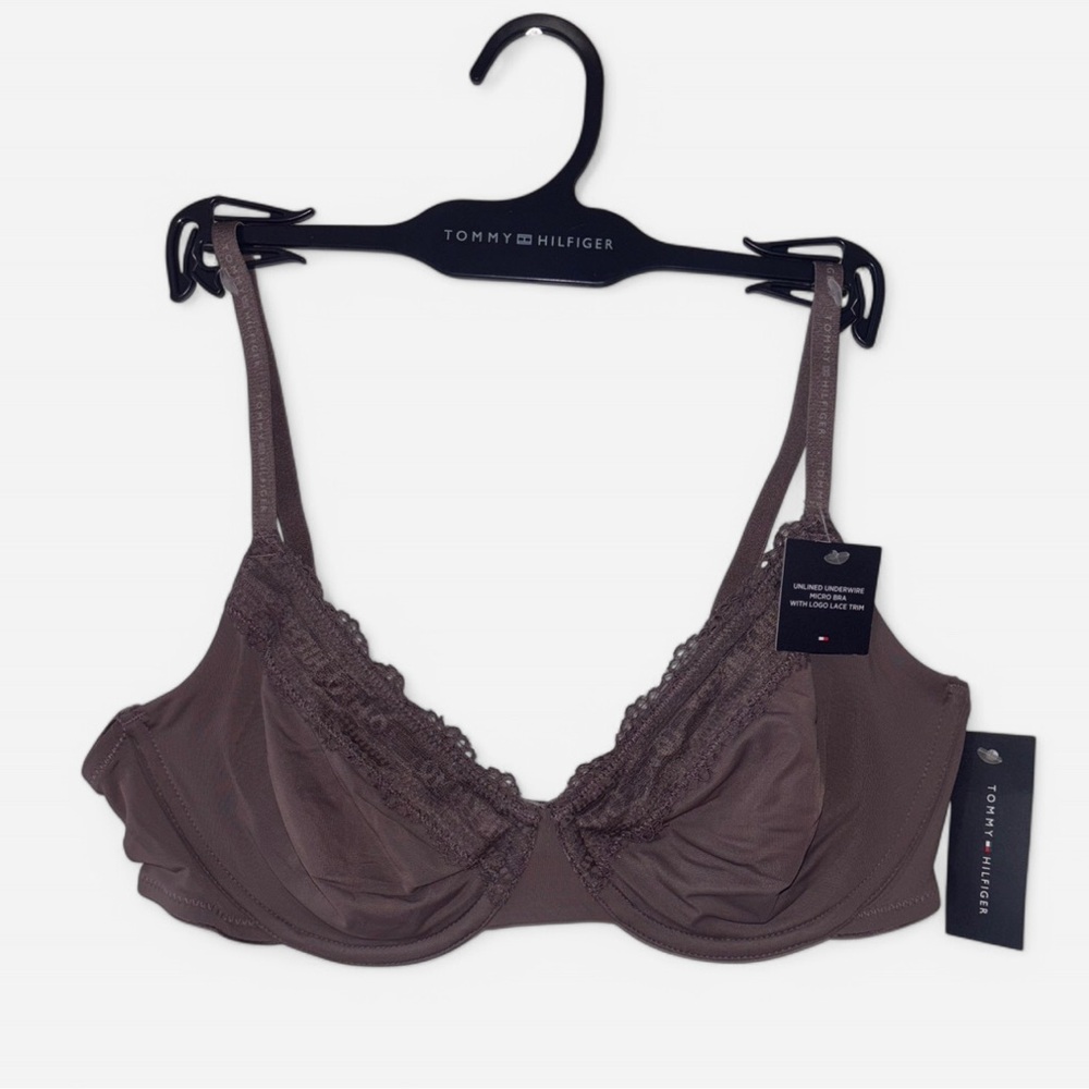 Tommy Hilfiger Sparrow unlined underwire micro bra with logo lace trim Size:34B